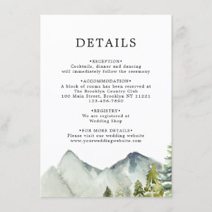Carte D'accompagnement Simple Classic Forest Mountains Détails du Mariage