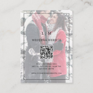 Carte D'accompagnement Simple Code QR Mariage Photo Noir et Blanc