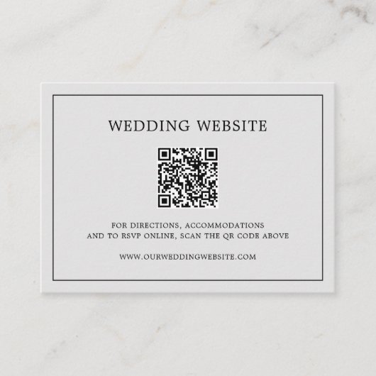 Carte D'accompagnement Simple Code QR Monogramme Gris Clair Mariage Éléga (Devant)