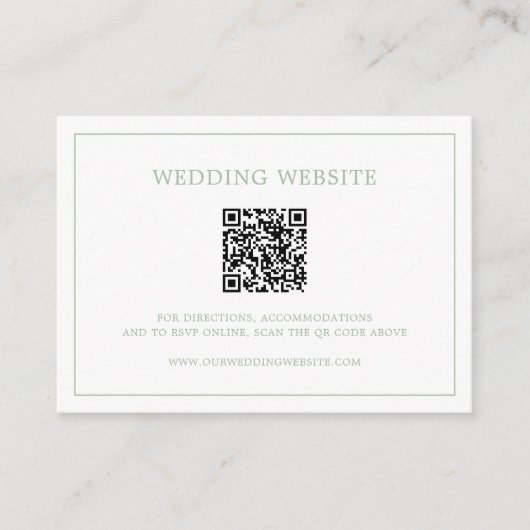 Carte D'accompagnement Simple Code QR Monogramme Vert Sauge Élégant Maria (Devant)