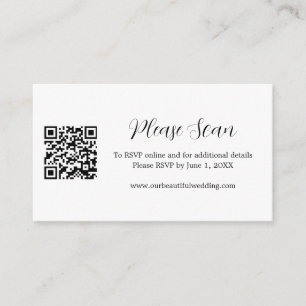 Carte D'accompagnement Simple Contemporain RSVP Moderne QR Code Mariage