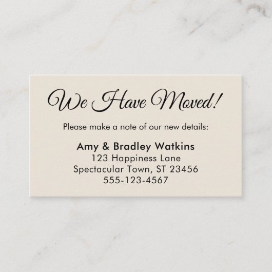 Carte D'accompagnement Simple Cream Nous avons déplacé le changement d'ad (Devant)