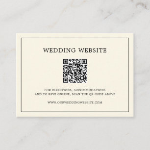 Carte D'accompagnement Simple crème Monogramme QR Code Mariage élégant