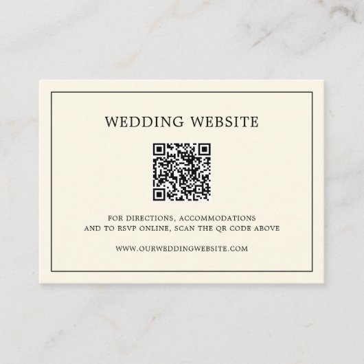 Carte D'accompagnement Simple crème Monogramme QR Code Mariage élégant (Devant)