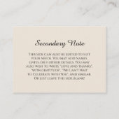 Carte D'accompagnement Simple DIY Mariage Crème Personnalisé (Dos)