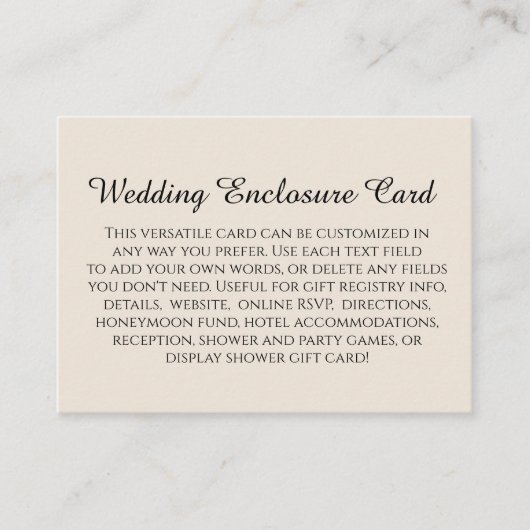 Carte D'accompagnement Simple DIY Mariage Crème Personnalisé (Devant)