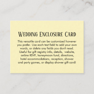 Carte D'accompagnement Simple DIY Mariage Personnalisé Jaune Pâle