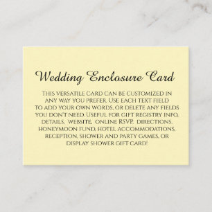 Carte D'accompagnement Simple DIY Mariage Personnalisé Pâle Jaune Beurre