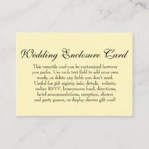 Carte D'accompagnement Simple DIY personnalisé mariage jaune clair polyva