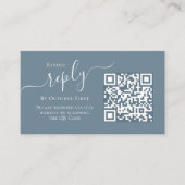 Carte D'accompagnement Simple Dusty Blue Calligraphy Répondre QR Code en  (Devant)
