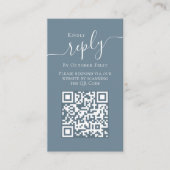 Carte D'accompagnement Simple Dusty Blue Calligraphy Répondre QR Code en  (Devant)