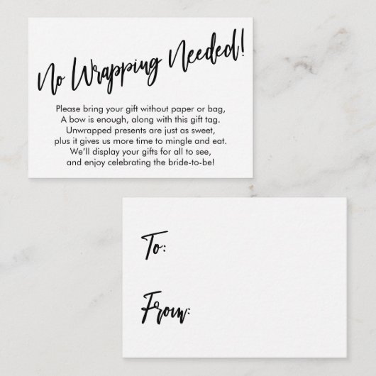 Carte D'accompagnement Simple écriture manuscrite Pas besoin d'enveloppem (Devant / Derrière)