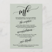 Carte D'accompagnement Simple Elaborer Script Mariage Info Sage Green (Devant)