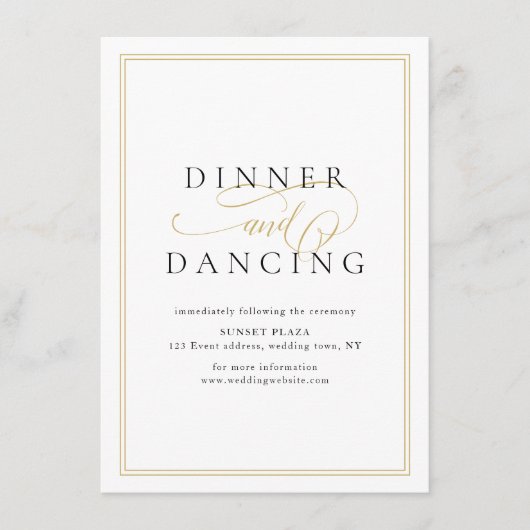 Carte D'accompagnement Simple Élégance Romantique Script Mariage Réceptio (Devant)