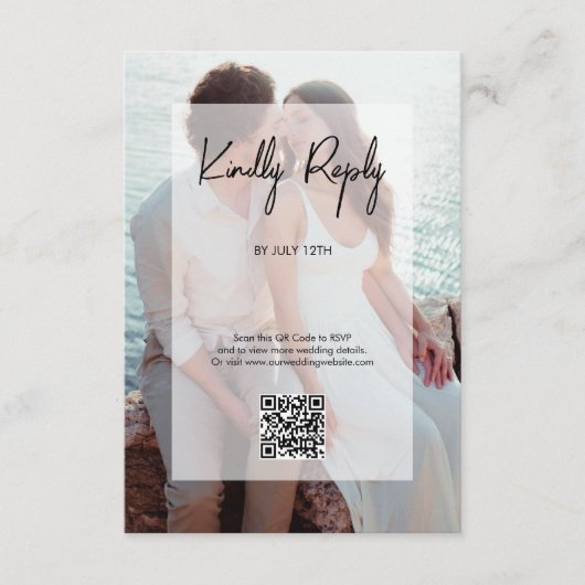 Carte D'accompagnement Simple Elegant 2 Photo Overlay Script Mariage (Devant)