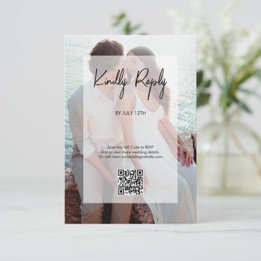 Carte D'accompagnement Simple Elegant 2 Photo Overlay Script Mariage (Debout devant)