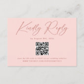 Carte D'accompagnement Simple élégant Blush rose QR Code Mariage RSVP (Devant)