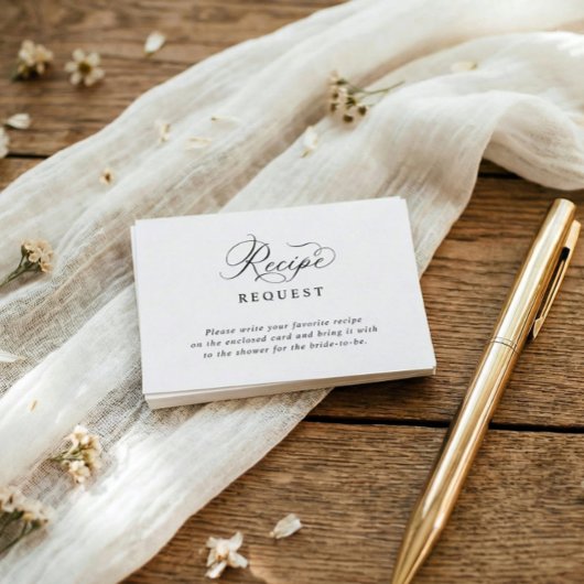 Carte D'accompagnement Simple Elegant Bridal Shower Recipe Request