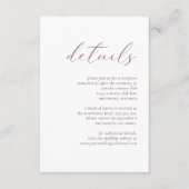 Carte D'accompagnement Simple Elegant Burgundy Script Détails du Mariage (Devant)