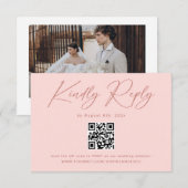 Carte D'accompagnement Simple Élégant Code QR Rose RSVP Mariage (Devant / Derrière)