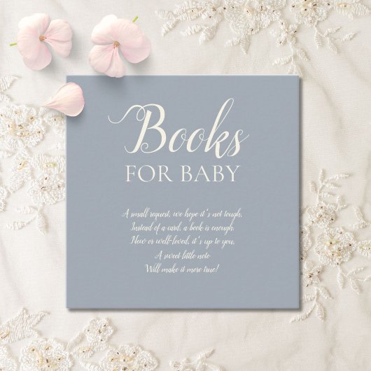 Carte D'accompagnement Simple Elegant Dusty Blue Books for Baby