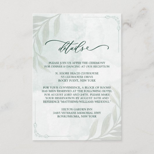 Carte D'accompagnement Simple Elegant Floral Wedding Enclosure Card (Devant)