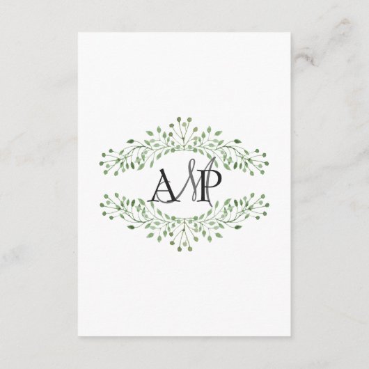 Carte D'accompagnement Simple Elegant Green Détails Mariage (Dos)