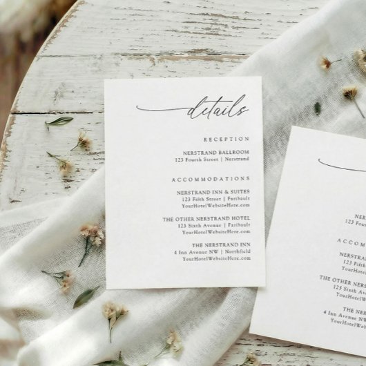 Carte D'accompagnement Simple Elegant Handwriting Wedding Details