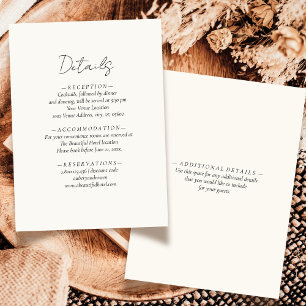Carte D'accompagnement Simple Elegant Ivory White Neutral Mariage Détail
