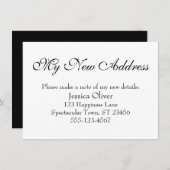 Carte D'accompagnement Simple, élégant Ma nouvelle adresse Noir sur Blanc (Devant / Derrière)