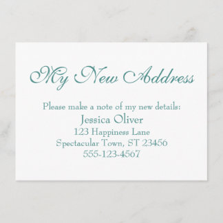 Carte D'accompagnement Simple, élégant Ma nouvelle adresse Turquoise sur 