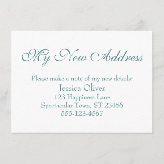 Carte D'accompagnement Simple, élégant Ma nouvelle adresse Turquoise sur (Devant)