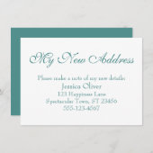 Carte D'accompagnement Simple, élégant Ma nouvelle adresse Turquoise sur (Devant / Derrière)