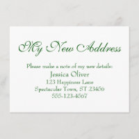 Simple, Élégant Ma Nouvelle Adresse Vert foncé sur