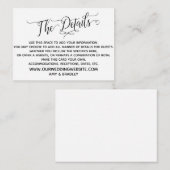 Carte D'accompagnement Simple, élégant noir et blanc "The Details" (Devant / Derrière)