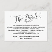 Carte D'accompagnement Simple, élégant noir et blanc "The Details" (Devant)