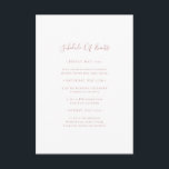 Carte D'accompagnement Simple Elegant Rose Gold Horaire des événements<br><div class="desc">Cette carte de boîtier en or rose simple et élégante est parfaite pour votre mariage en or rose minimaliste classique. Le design est composé d'une vintage classique minimaliste, d'une police d'or blush contemporaine et d'une calligraphie formelle romantique délicate. Il est parfait pour les mariages de luxe du printemps, de l'été,...</div>