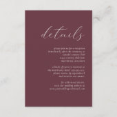 Carte D'accompagnement Simple élégant Script Bourgogne Détails du Mariage (Devant)