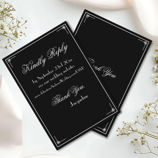 Carte D'accompagnement Simple élégant script chic site mariage RSVP