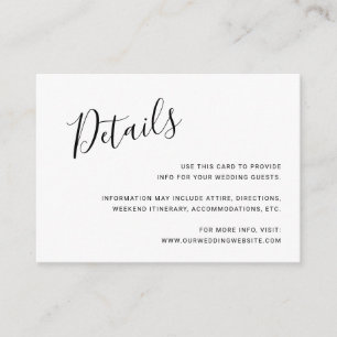 Carte D'accompagnement Simple Elegant Script Details Moderne Wedding