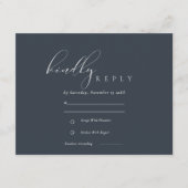 Carte D'accompagnement Simple élégant Script Marine Noir Mariage RSVP (Devant)