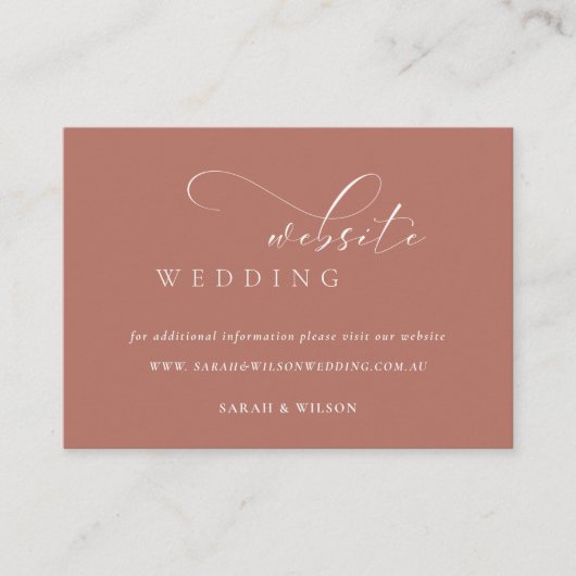 Carte D'accompagnement Simple Élégant Script Terracotta Mariage Website (Devant)