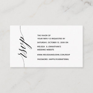 Carte D'accompagnement Simple élégante calligraphie noire, Dîner RSVP