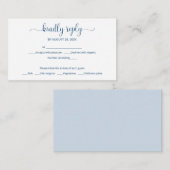 Carte D'accompagnement Simple élégante formulation bleue mariage rsvp (Devant / Derrière)