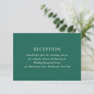 Carte D'accompagnement Simple Emerald Green Mariage moderne