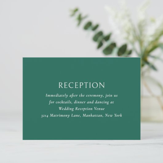 Carte D'accompagnement Simple Emerald Green Mariage moderne (Debout devant)