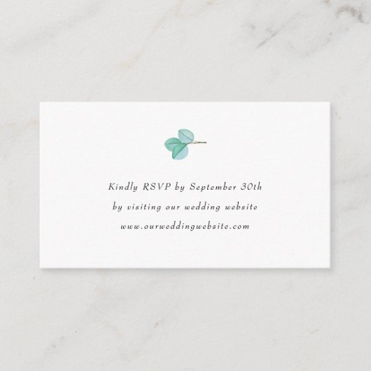 Carte D'accompagnement Simple Eucalyptus Feuilles mariage rsvp en ligne (Devant)