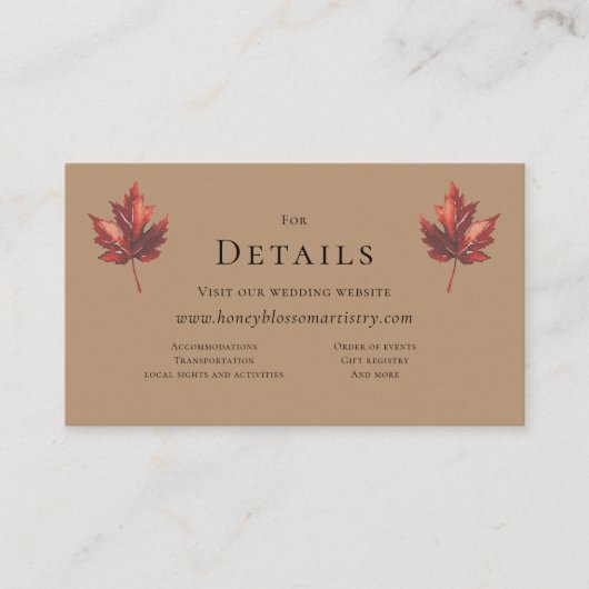 Carte D'accompagnement Simple Fall Terracotta Mariage QR Code Détails (Devant)