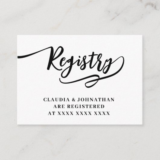 Carte D'accompagnement Simple Fête de Mariage Registre (Devant)