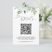 Carte D'accompagnement Simple feuillage de verdure Code QR et mariage pho (Debout devant)